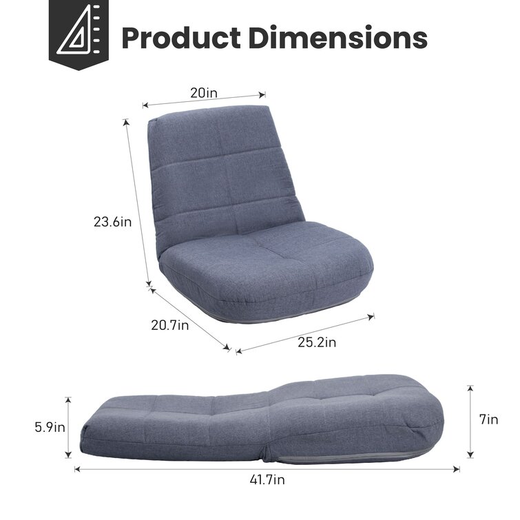 Adjustable 5-Positions Padded Floor Gaming Chair with Back Support Trule Color: Gray Canvas