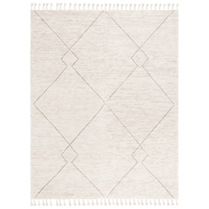 Skyelee Hand Woven Wool Geometric Rug, Rectangle 3' x 5'