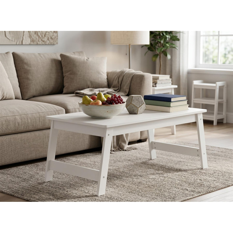  Beginning Coffee Table White Minimalist Center Table with Open Storage Shelf