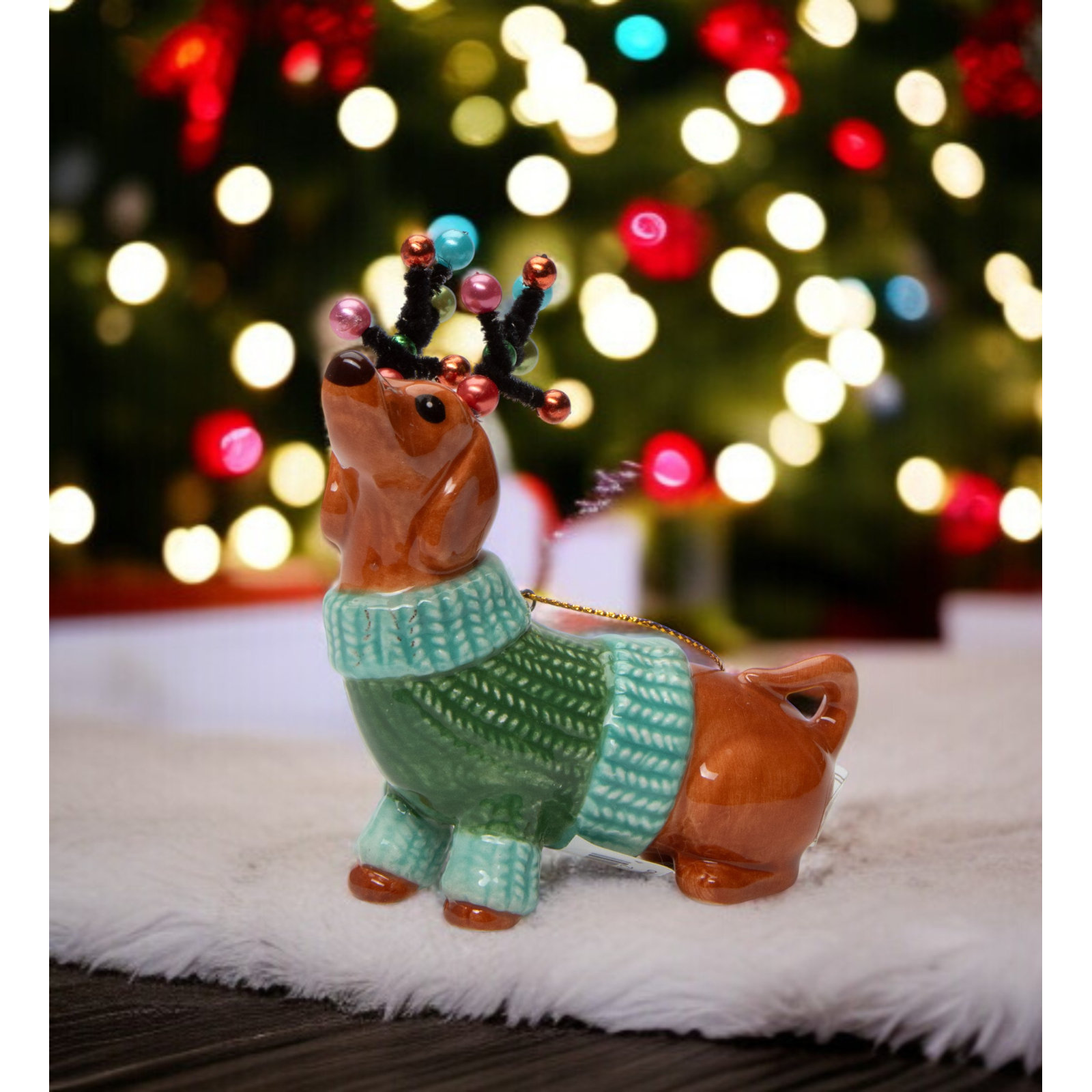 3.875'' Handmade Ceramic Hanging Figurine Ornament