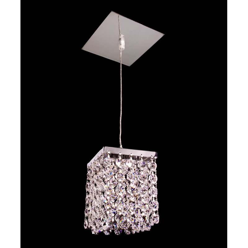 Luminaire suspendu carré simple 1 lumière Mirco, Crystalique Plus