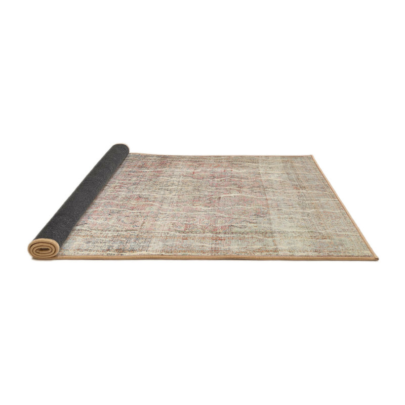 Tapis beige/gris/rouge traditionnel, Rond 4 pi