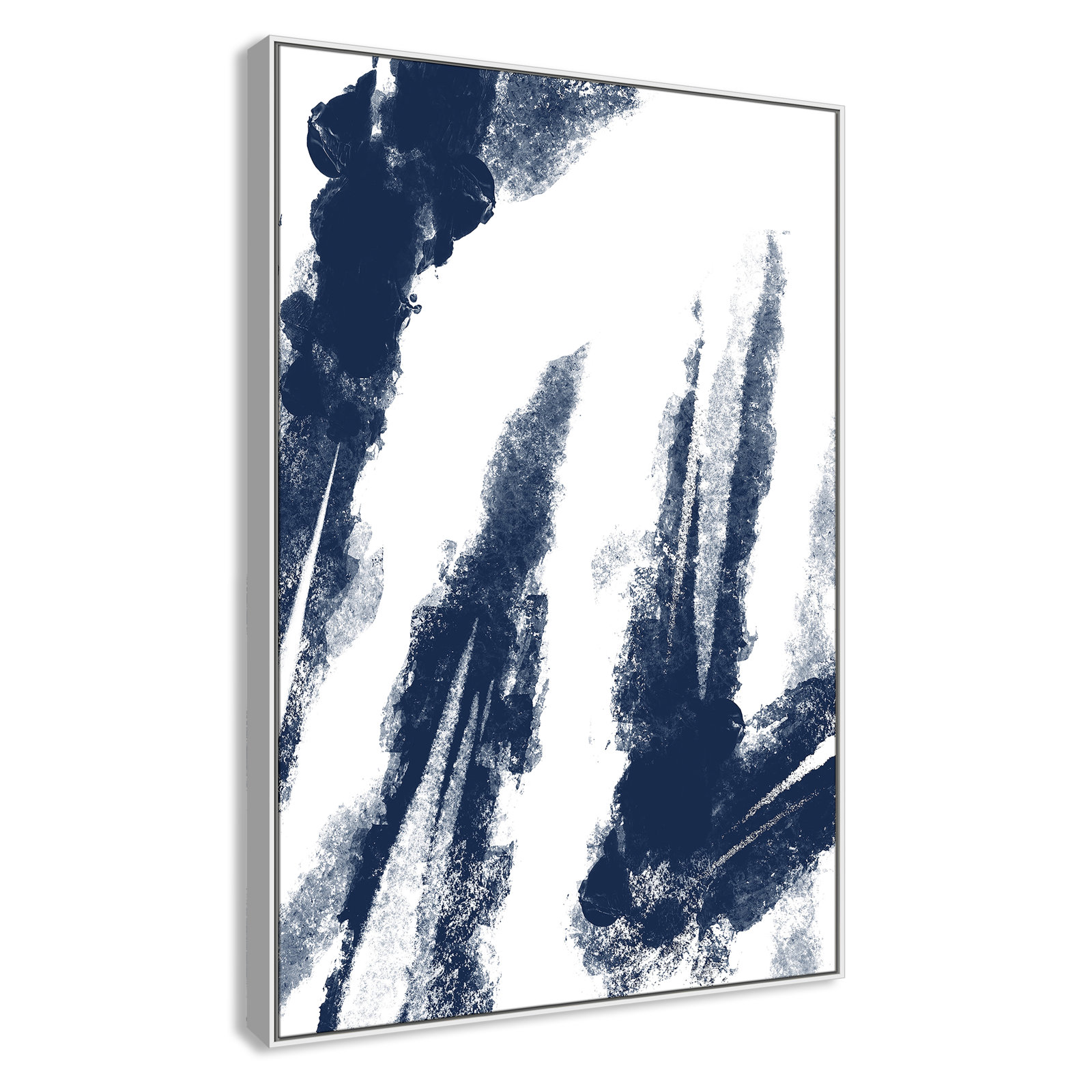 Ferne "Navy Striking Seams 2" Print, 61.5" H x 41.5" W x 2" D, White Framed Canvas