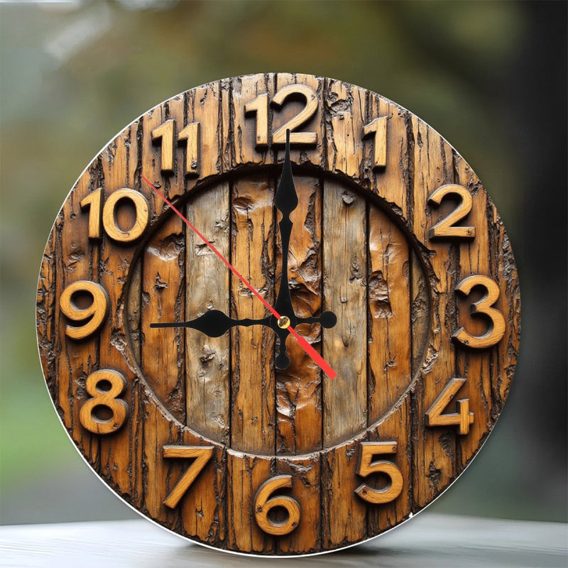 Horloge murale rustique en bois décor de ferme
