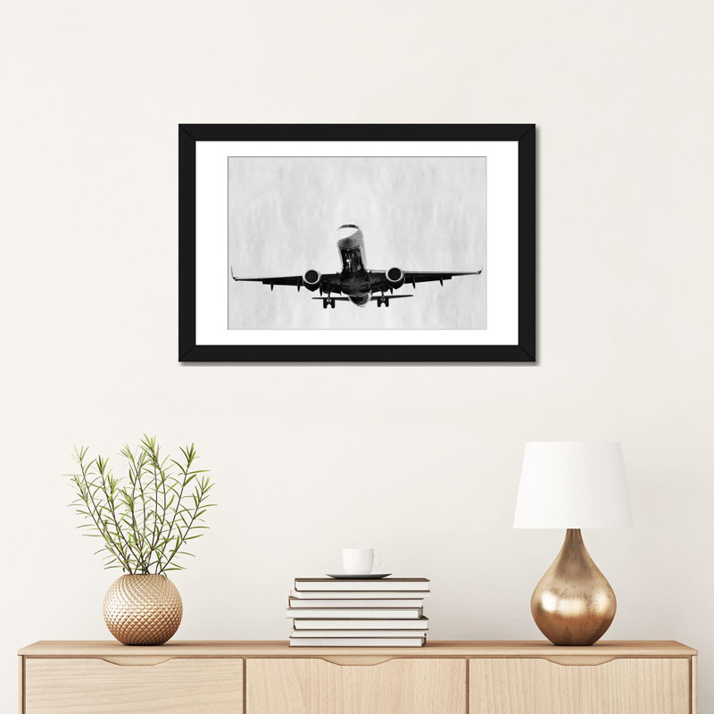 Albree Modern Takeoff, impression sur toile, H 16 po x l 24 po x P 1 po, Papier d'art encadré noir, Blanc