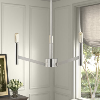 3 - Light Steel Dimmable Chandelier