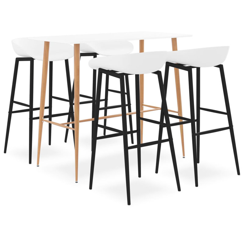Barker 4 - Person Dining Set, White, White/Black