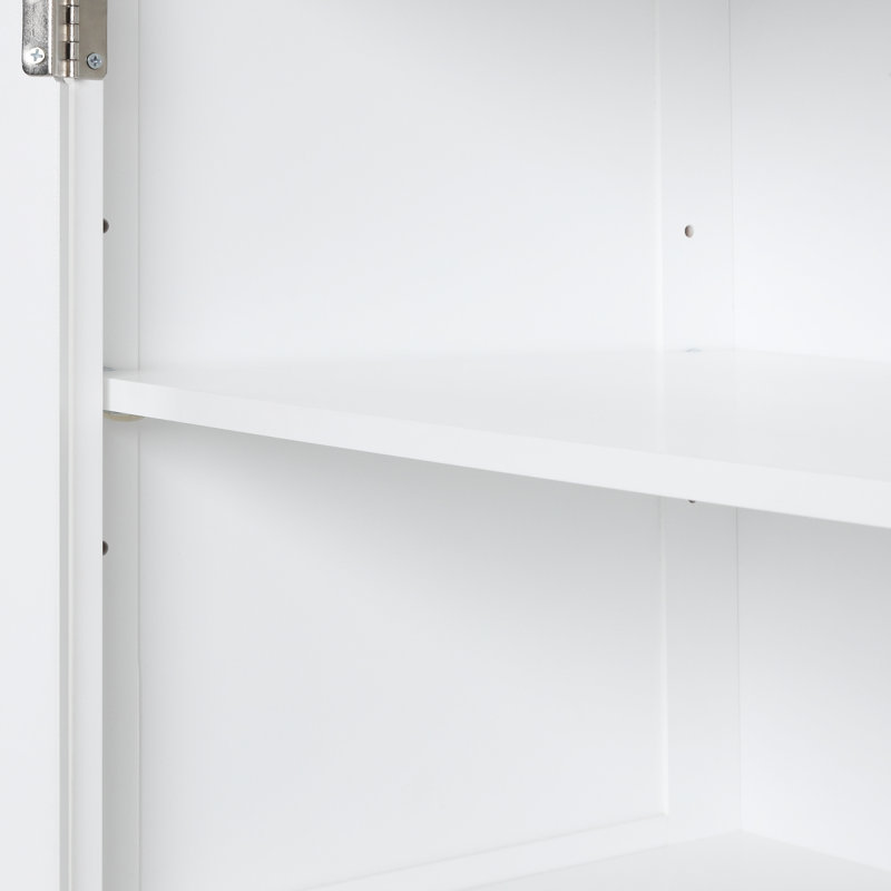 Grande armoire de rangement pour salle de bain, armoire de rangement autoportante avec deux tiroirs de tailles différentes et tablette réglable, panneau de fibres à densité moyenne avec finition peinte