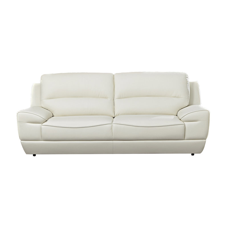 Kuhns Pillow Top Arm Sofa, White Genuine Leather