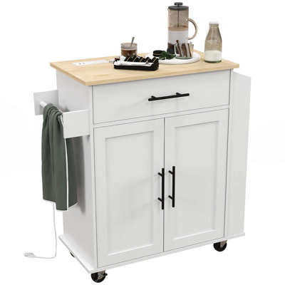 Kitchen Island With Storage, Rolling Kitchen Cart With AC Outlets And USB Ports