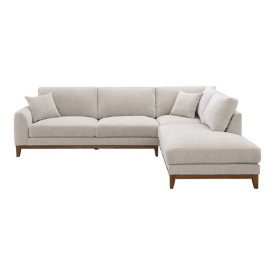 Cherelle Chenille Right-Chaise Sectional With Throw Pillows
