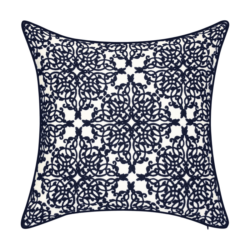 Embroidered Throw Pillow, Black