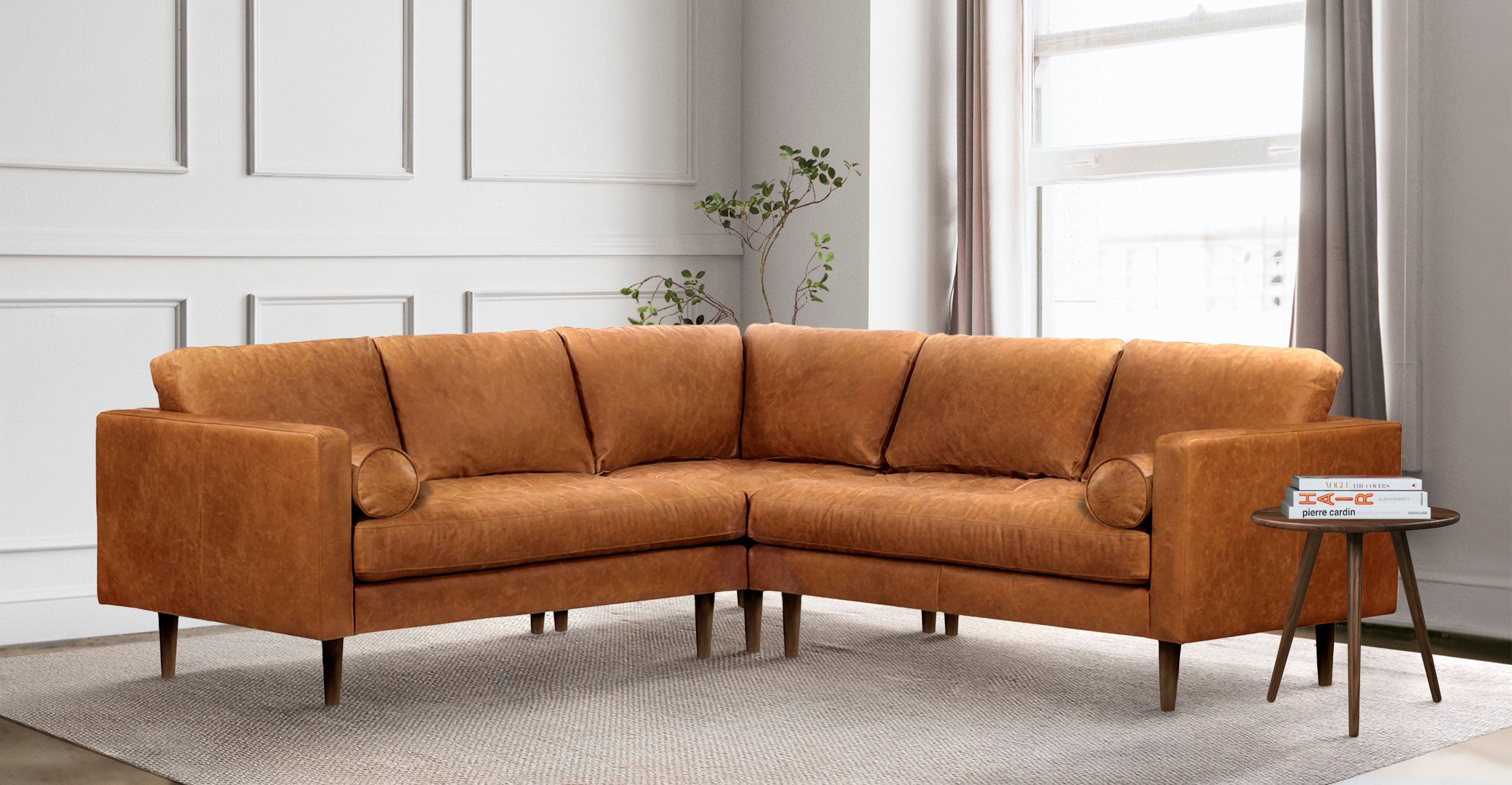 Edgemod Napa Corner Sectional in FullGrain Genuine Italian Leather