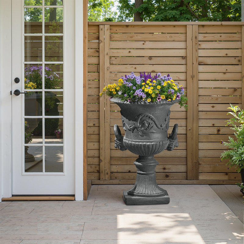 Giordano Chalice Urn Planter with Drainage Holes, Gray, 1