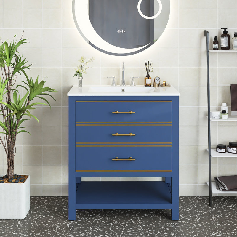 Bohdalec 30" Single Bathroom Vanity Set, Blue
