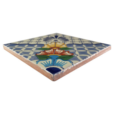 Dosseret en argile mexicain fait à la main 4 pièces 4,2 "x 4,2" TalaMex Talavera