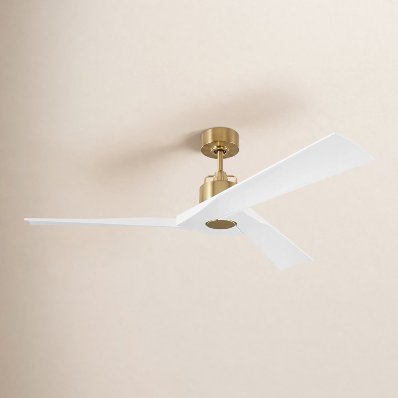 Gerda 52'' Ceiling Fan, Matte White, Burnished Brass