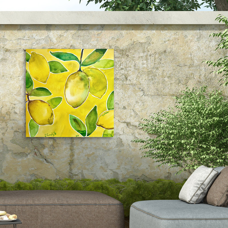 Julija Belickien Yellow Lemons Outdoor  Canvas, 24" H x 24" W