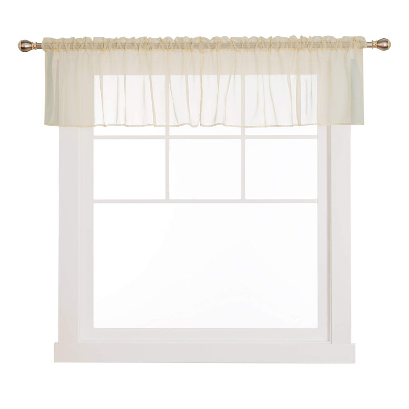 Rod Pocket Sheer Voile Curtain (Set Of 2), Beige, 38" W x 72" L
