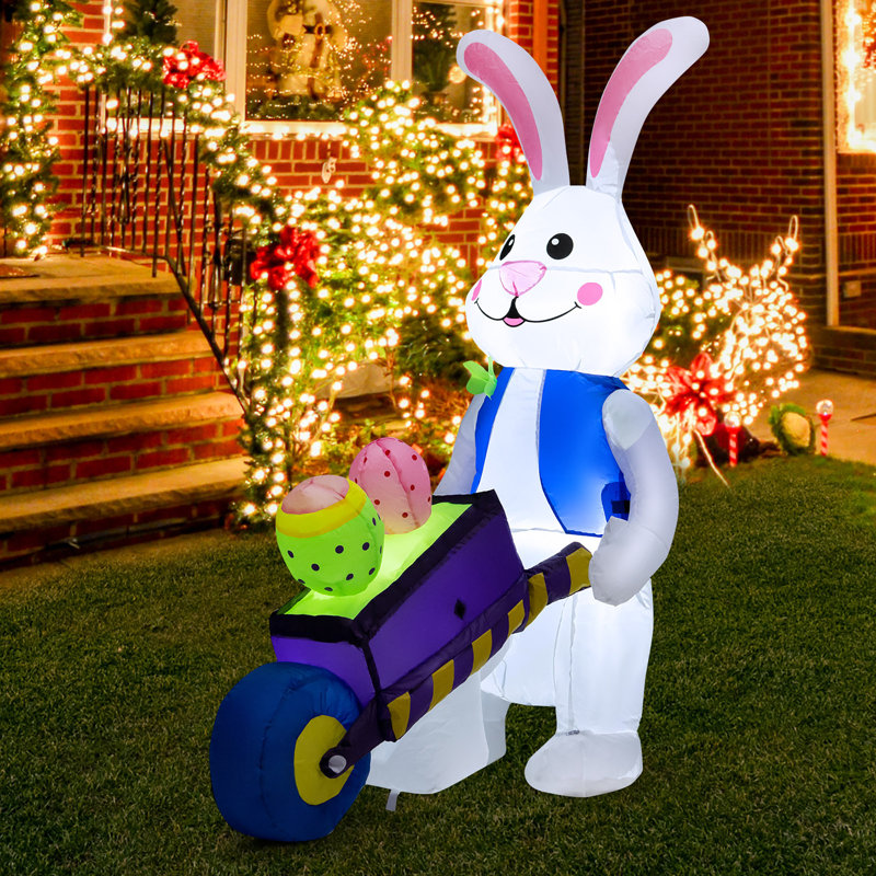 Décoration de lapin de Pâques avec chariot poussant