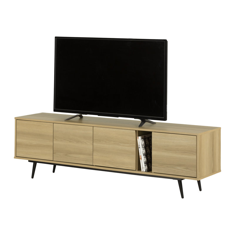 Natural Ash 71" TV Stand with Cabinets and Shelves