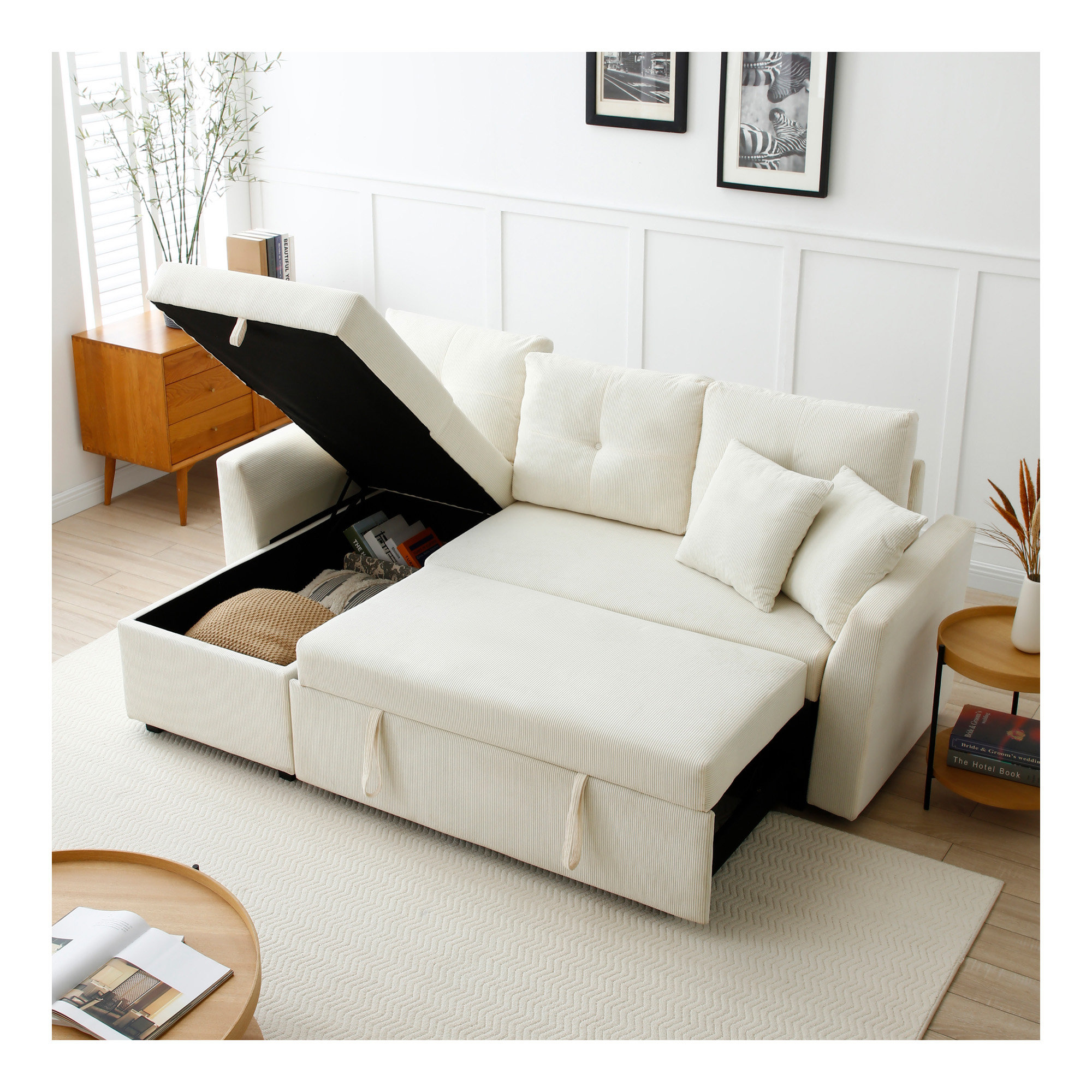 Latitude Run® Convertible Pull Out Sleeper Sofa Bed with Reversible ...