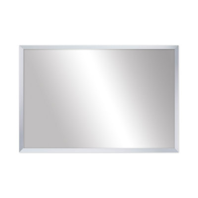 Brushed Chrome Metal Framed Wall Mirror, Bathroom Mirror and Vanity Mirror, Washington Collection