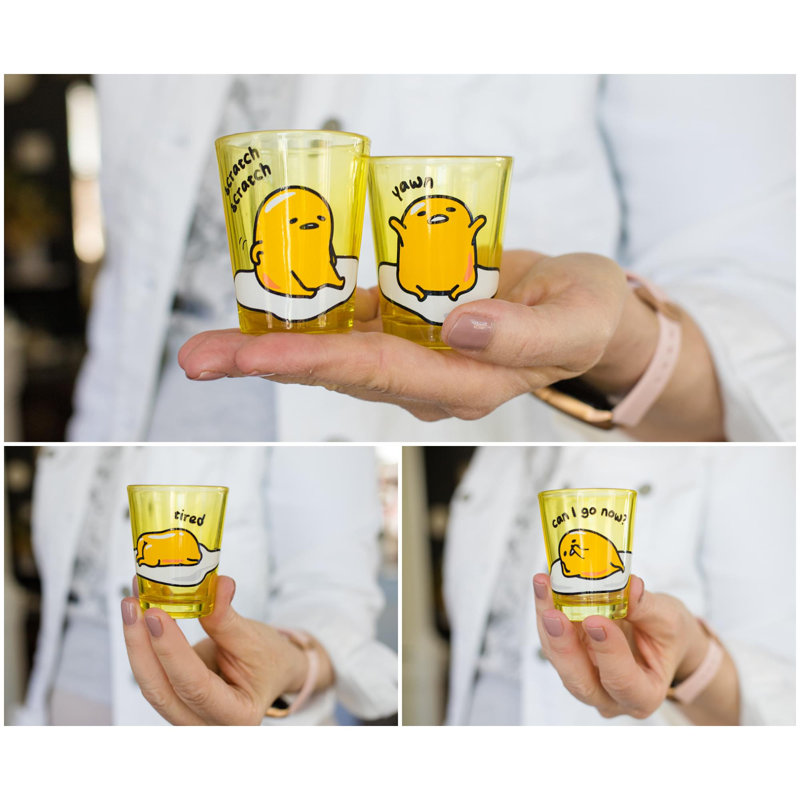 Ensemble de 4 pièces 1,5 oz Gudetama Sleepy Ensemble de verres à liqueur