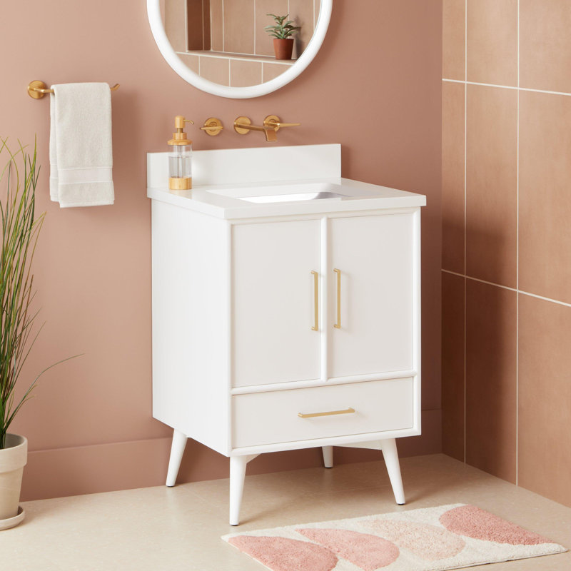 36" Novak Single Bathroom Vanity Set with Rectangular Undermount Sink, 8" Widespread, Feathered White Quartz, White