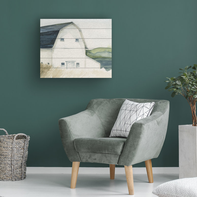 Jennifer Paxton Parker «Watercolor Barn IV», art en lattes de bois, L 22 po x H 18 po