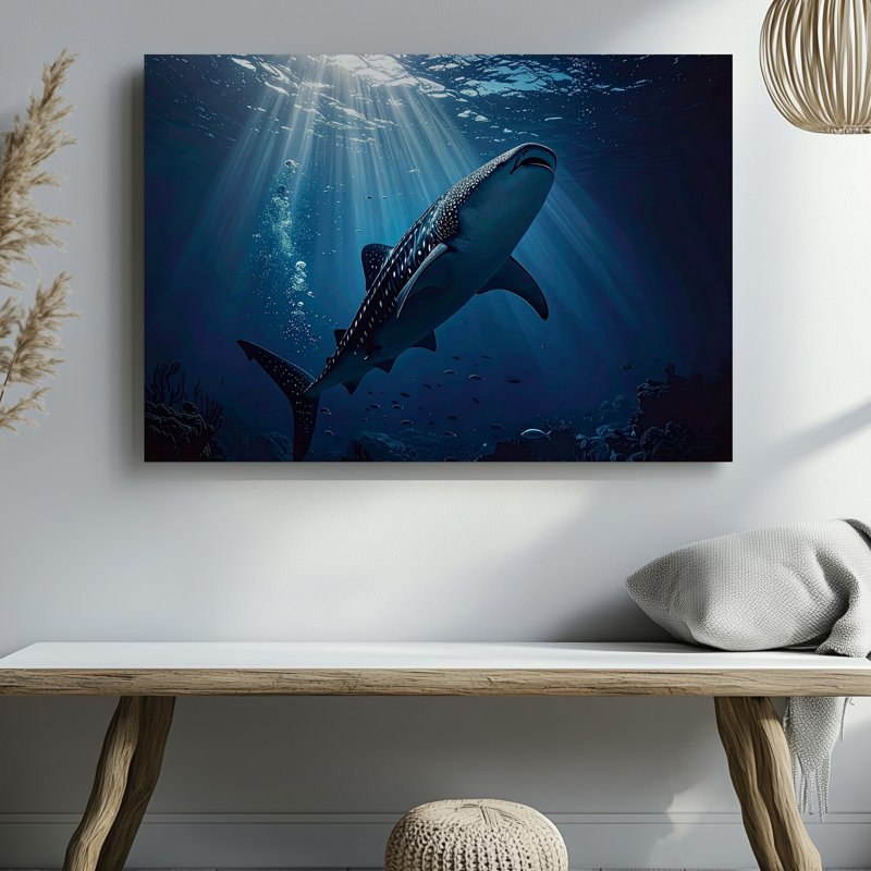 Toile majestueuse avec requin baleine, H 11 po x l 14 po