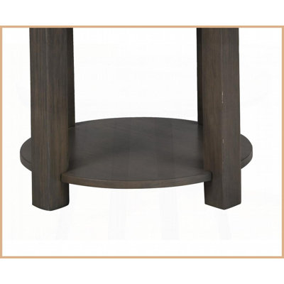 Table basse 20 po en MDF brun clair avec 2 ports USB et amp; Tablette de rangement ronde - peu encombrante pour le salon