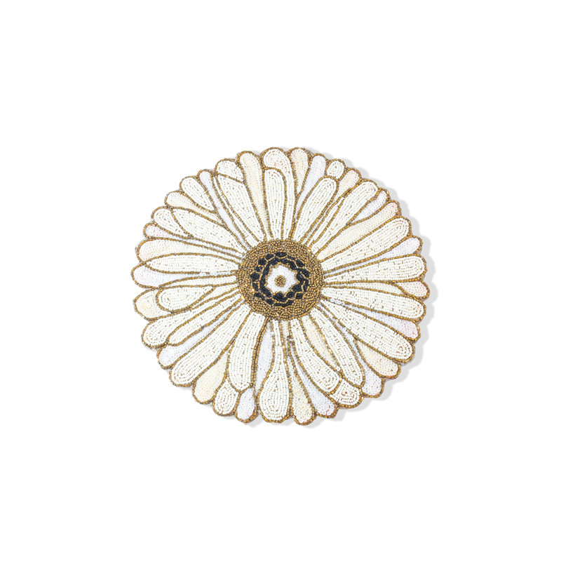 Ensemble de table perlé Dahlia ivoire – 38 cm, Ivory