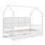 Lit simple en bois avec lit gigogne, lit pour enfant avec tablette, blanc