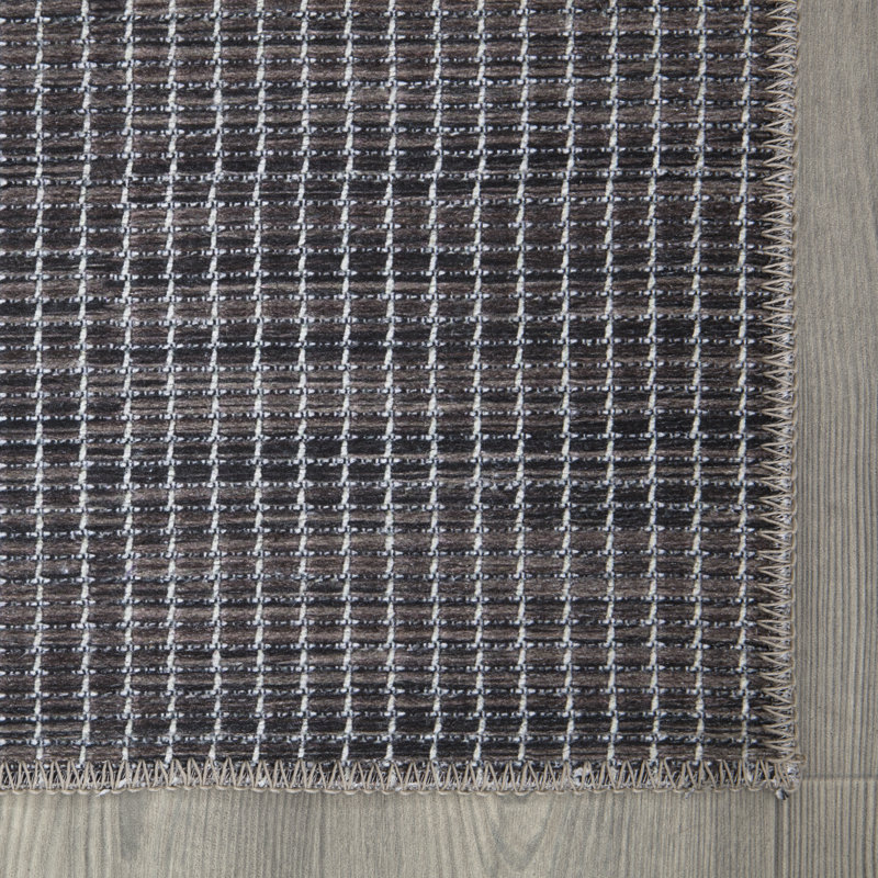 Tapis lavable à la machine en coton à tissage plat infroissable pour salon, couloir, Rectangle 5 pi x 7 pi