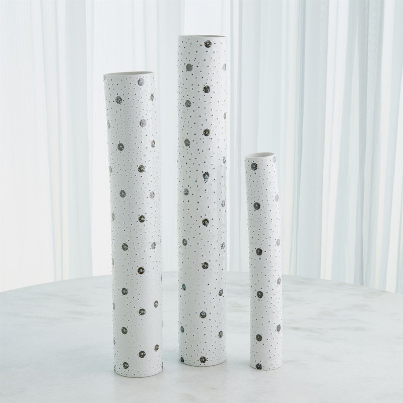 Small White Porcelain Table Vase with Black Spots