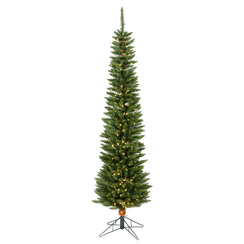 Durham Pole Pine 6.5' Green Artificial Christmas Tree with 180 LED Warm White Lights with Stand, 66"H