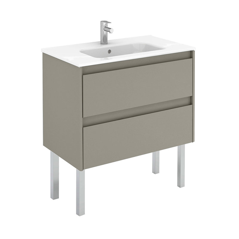 Durazo 31.7'' Single Bathroom Vanity with Ceramic Top, Matte Gray