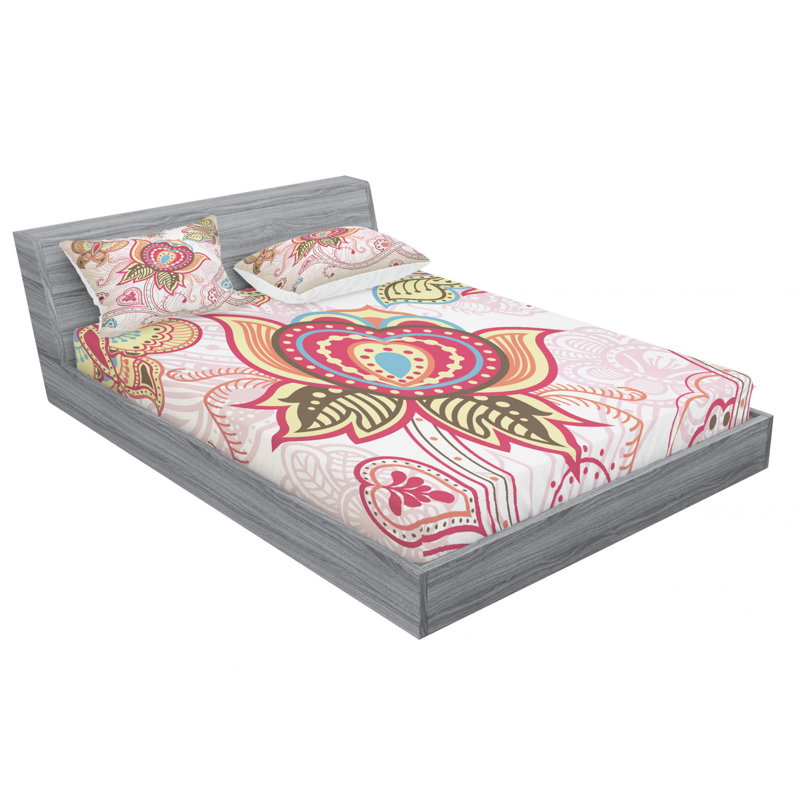 Microfiber Floral Sheet Set, Queen Sheet Set with Fitted Sheet