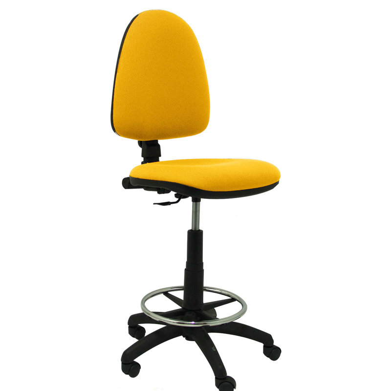 Backed Adjustable Height Ergonomic Active Stool with Footring and Wheels, Yellow