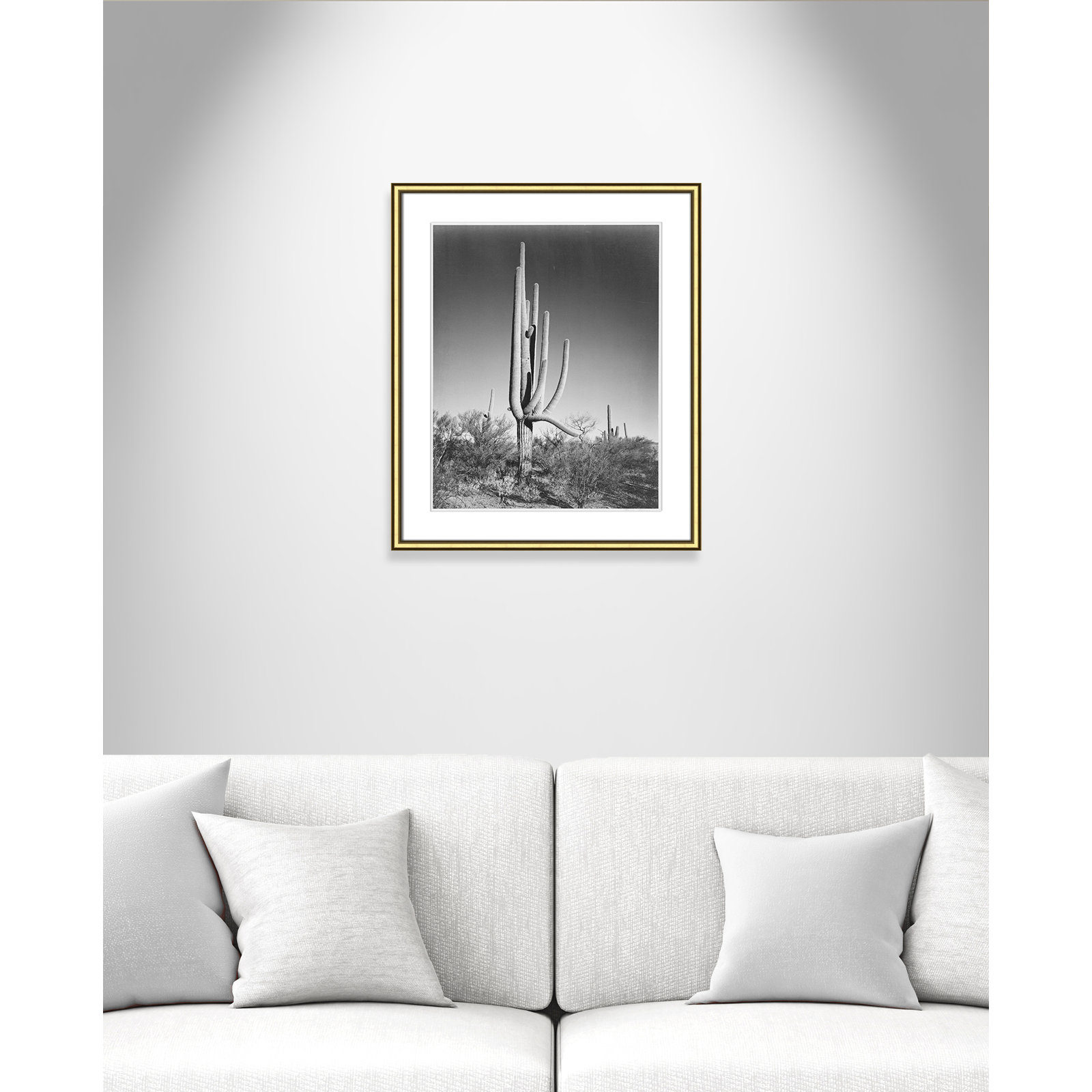 Saguaro National Monument Print by Ansel Adams, Gold , 26.75" H x 22.75" W x 0.88" D