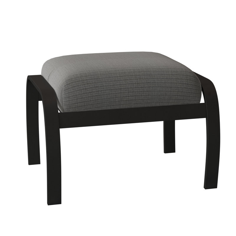 Repose-pieds avec coussin Askar, Noir texturé, Bois de frêne prouvé