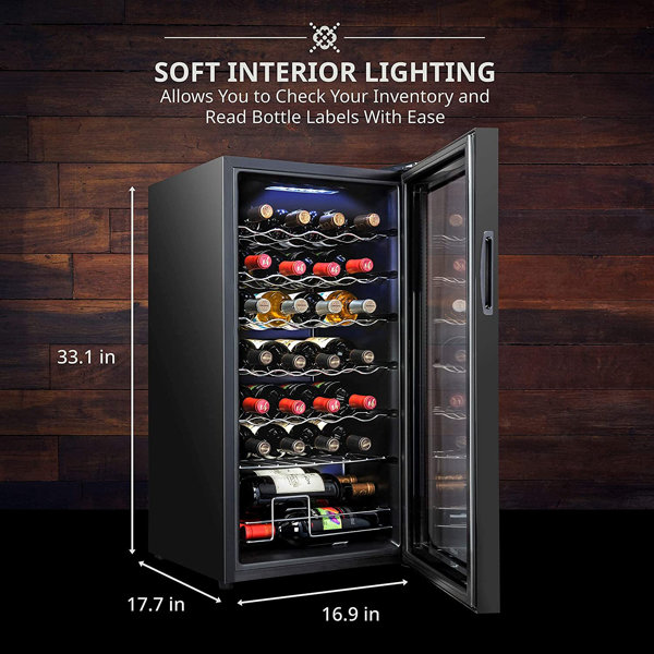 Ivation 16.9'' 28 Bottle Single Zone Freestanding Wine Refrigerator   Reviews Wayfair