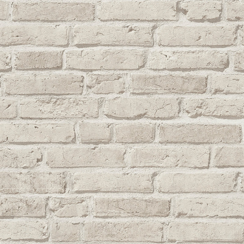 The Bricks and More Weathered Walls Motif 10.05m x 53cm Matte Wallpaper Roll, Cream
