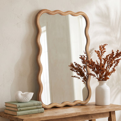 Wavy Solid Rubberwood Decorative Mirror