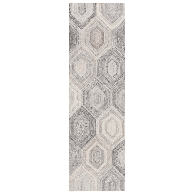 Isbella Hand Tufted Wool Geometric Rug, Runner 2'3" x 8'