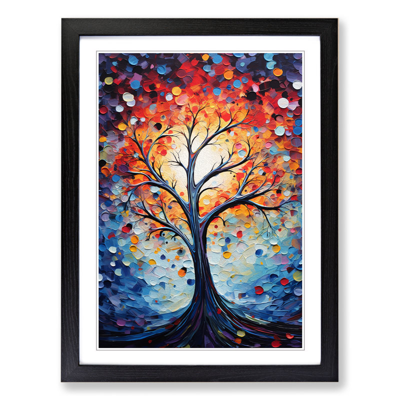 XYZ-FRM-V1223-6220 Tree Abstract - Single Picture Frame Print on Wood, 34cm H x 25cm W x 2cm D, Black 