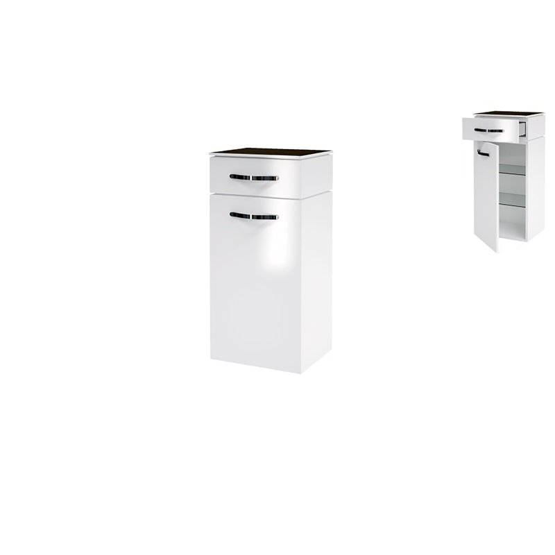 Arcisz Linen Cabinet, Arctic White/Ebene Brihg, Left