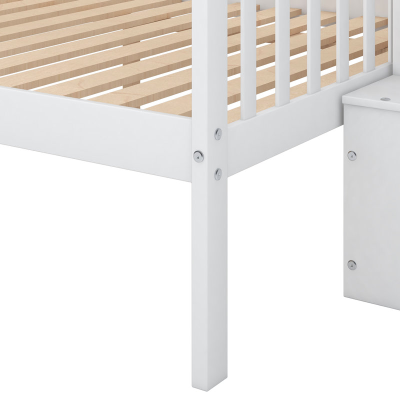 Dossena Standard Bunk Bed with Shelves, White, Twin over Full