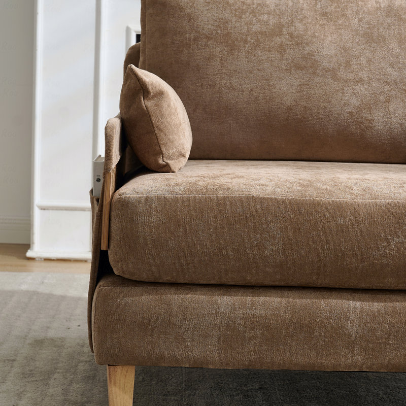 Canapé-lit pliable inclinable, canapé-lit convertible 3-en-1, décor moderne Mid-Century, Brun